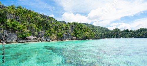 Landscape of tropical island. Coron, El Nido, Philippines. Banner.