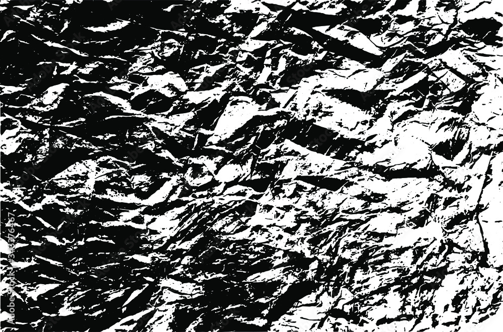 Crumpled paper texture. Black and white vector image. Background layout ...