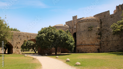 Gate D`Amboise and the bastions with the bridge, fortifications of Rhodes, Rhodes Fortress, Old Town of Rhodes, Greece
 photo