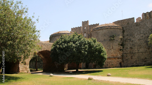 Gate D`Amboise and the bastions with the bridge, fortifications of Rhodes, Rhodes Fortress, Old Town of Rhodes, Greece
 photo