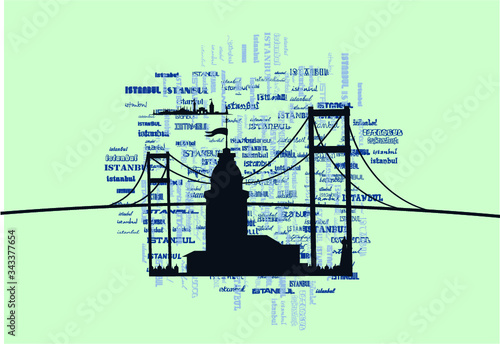 istanbul maiden tower print and embroidery graphic design vector art