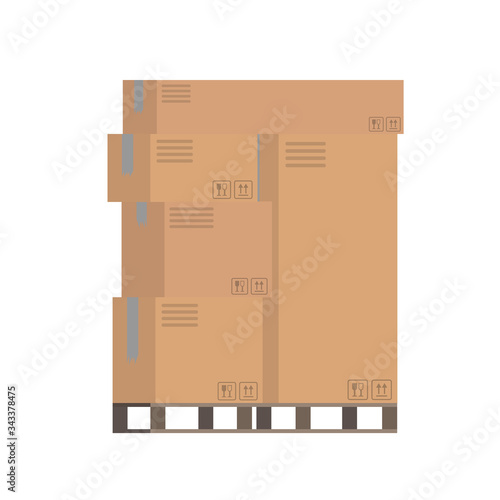 Pallet with boxes. Vector pallet with boxes isolated on a white background.