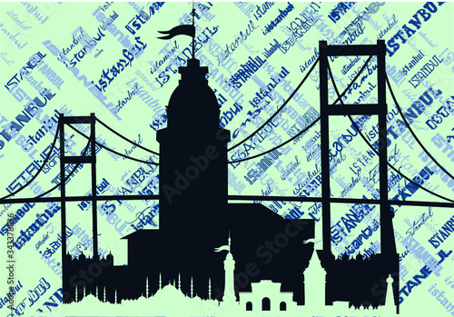 istanbul maiden tower print and embroidery graphic design vector art