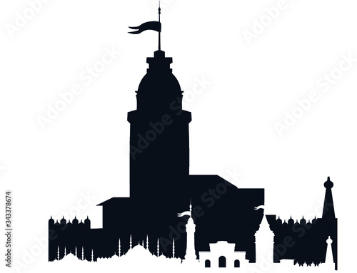 istanbul maiden tower print and embroidery graphic design vector art