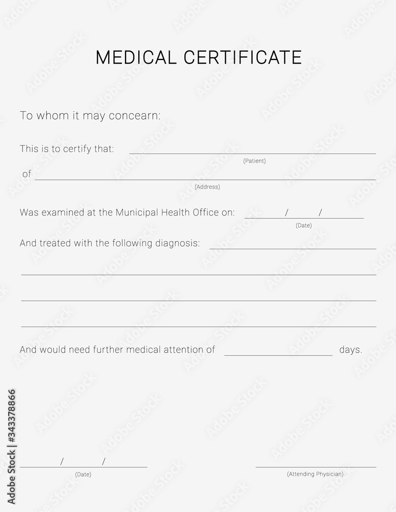 Medical certificate form. Sick leave pad template Medical certificate form. Sick leave pad template