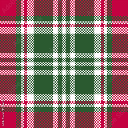 Pixel background vector design. Modern seamless pattern plaid. Square texture fabric. Tartan scottish textile. Beauty color madras ornament.