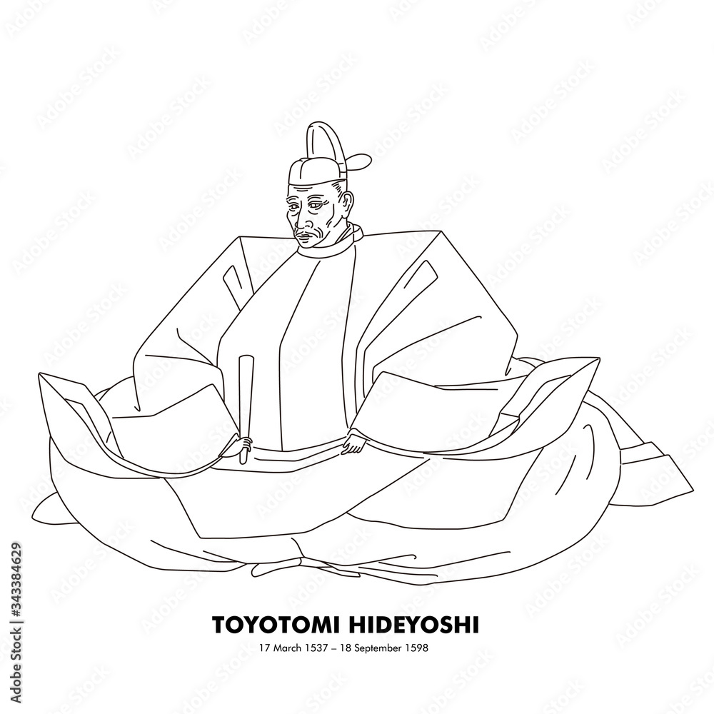 豊臣秀吉 1537 1598 歴史上の人物 線画イラスト Stock Vector Adobe Stock