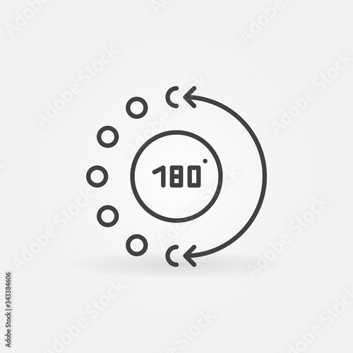 180 degree vector concept math icon or symbol in outline style