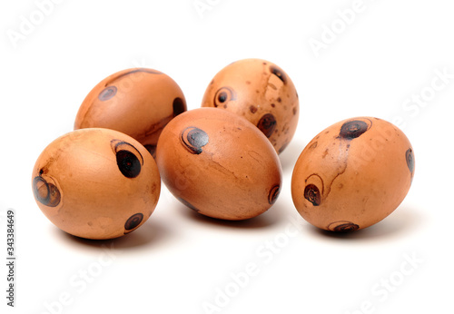 Salted eggs on white background