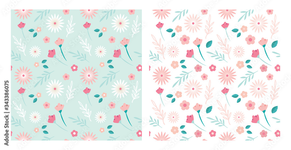 simple seamless flower patterns. can be used for fashion print, backgrounds and greeting cards. vector illustration