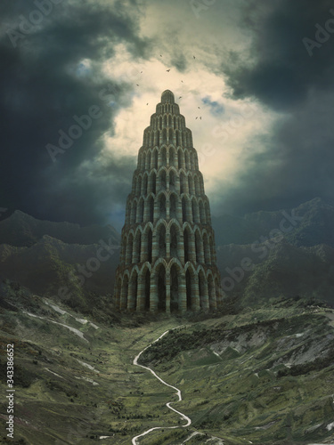 Foto Ancient Tower landscape mountains history fantasy