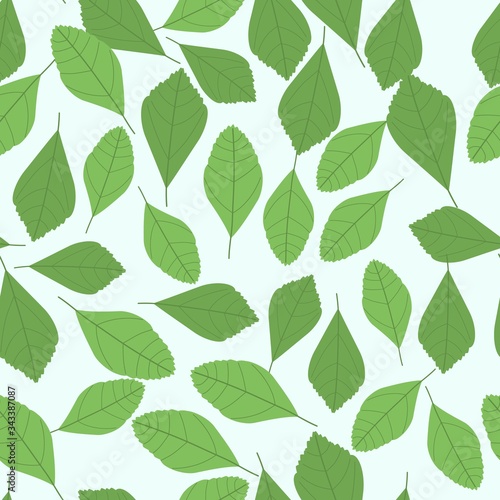 Seamless pattern with hand drawn doodle leaves. Floral vector background. © ederella