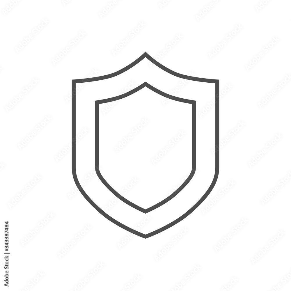 Shield related vector thin line icon. Isolated on white background. Editable stroke. Vector illustration. Shield related vector thin line icon. Isolated on white background. Editable stroke. Vector illustration.