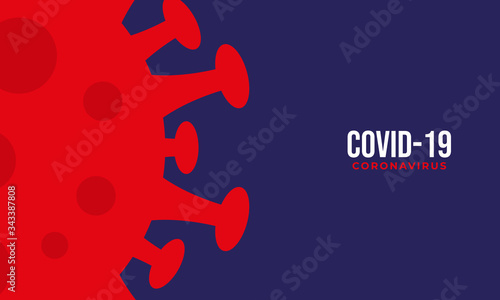flat covid background design , red corona virus background illustration design