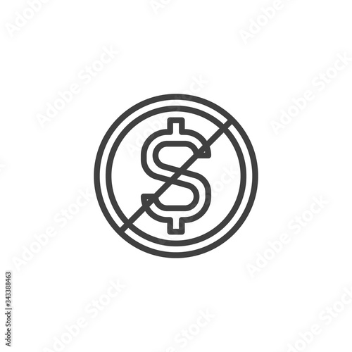 No cash money line icon. linear style sign for mobile concept and web design. No money outline vector icon. Symbol, logo illustration. Vector graphics