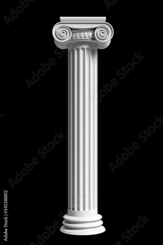 Marble pillar column classic greek against black background. 3d illustration