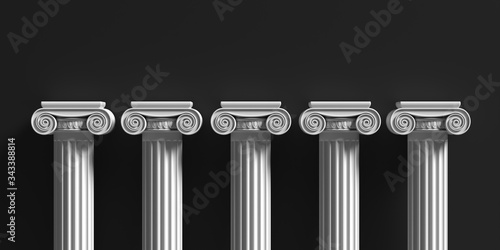 Fotótapéta Marble pillars columns classic greek against black background