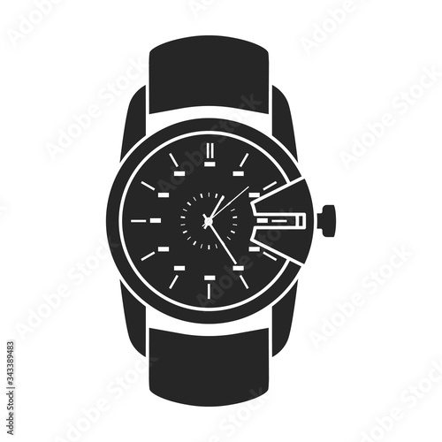 Watch wrist vector icon.Black vector icon isolated on white background watch wrist.