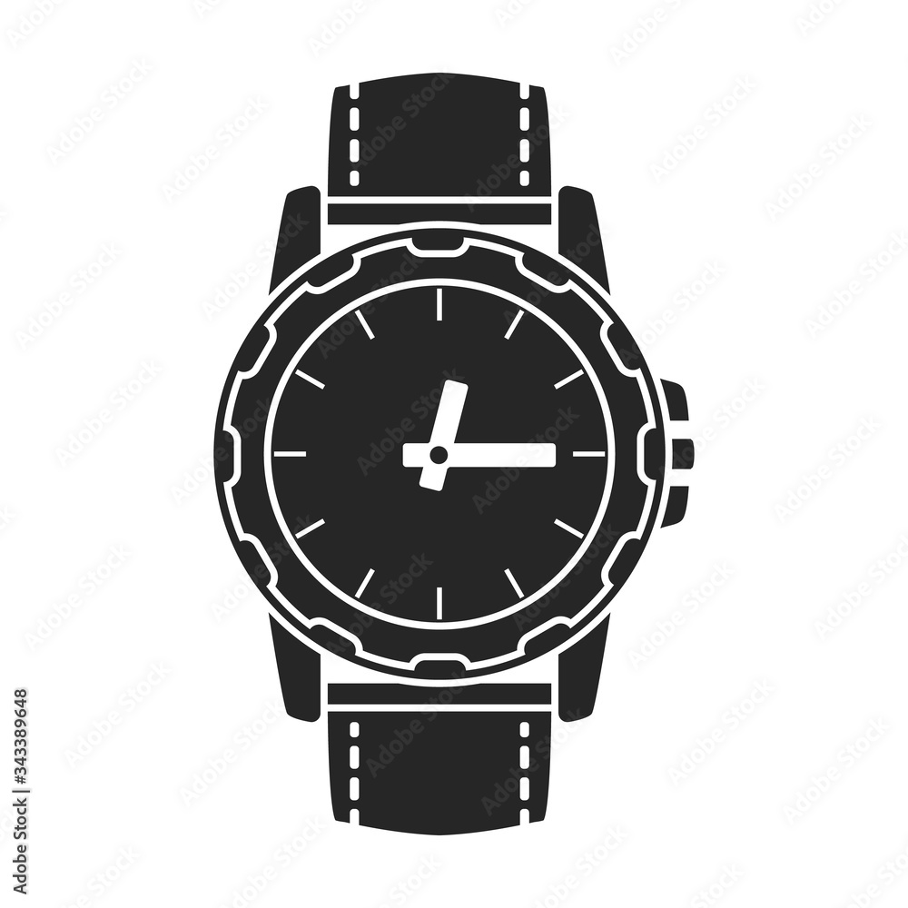 Watch wrist vector icon.Black vector icon isolated on white background watch wrist.