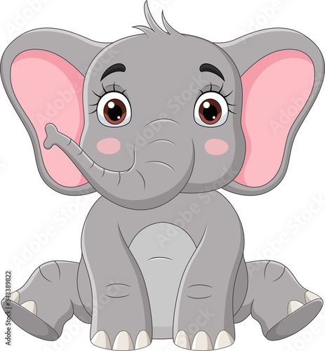 Cute little elephant cartoon sitting