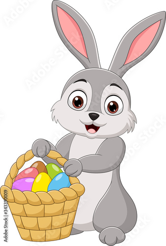 Cartoon rabbit holding an Easter basket