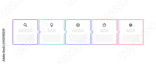 Business process infographic template with 5 options or steps. Thin line design. Vector illustration graphic design