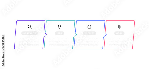Business process infographic template with 4 options or steps. Thin line design. Vector illustration graphic design