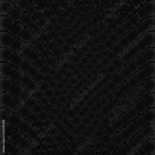 Snake skin pattern. Black viper, drawing on the skin. Reptile surface monochrome leather texture. Animal background for printing. Vector wallpaper