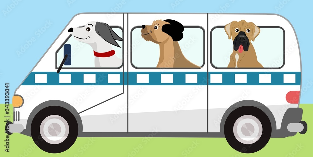 Dog Bus Wind happy Van vector de Stock | Adobe Stock