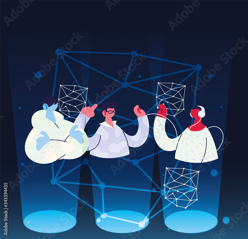 men sharing work methods online