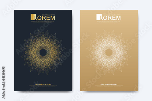 Modern vector template for brochure, Leaflet, flyer, advert, cover, magazine or annual report. Islamic design book layout. Abstract golden presentation Arab Emirates Dubai cover templates. A4 size.