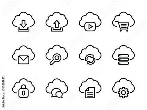 Cloud Computing Icon Set Outline