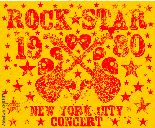 Skull music rock and roll graphic design vector art