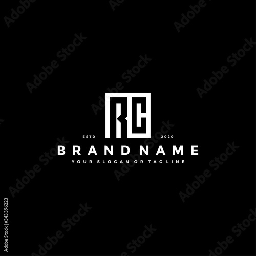 set letter RC logo design vector