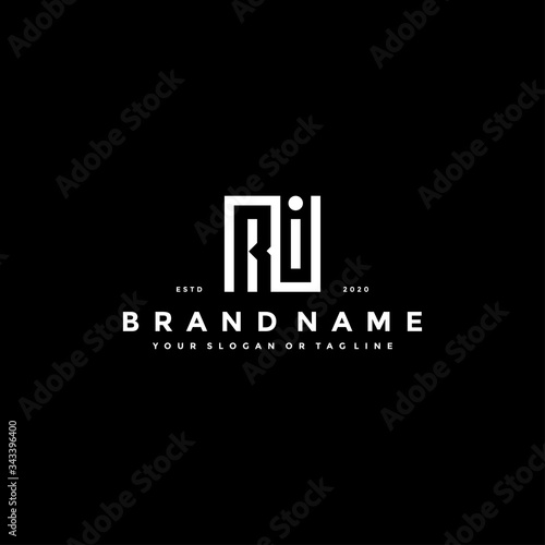 set letter RI logo design vector