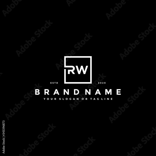 set letter RW logo design vector