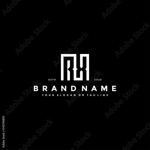 set letter RX logo design vector