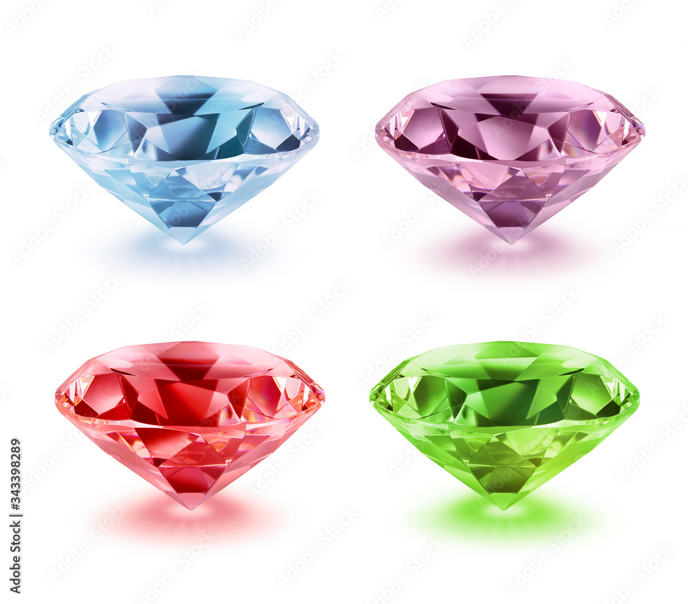 Fototapeta premium Diamond color variations on white background isolated