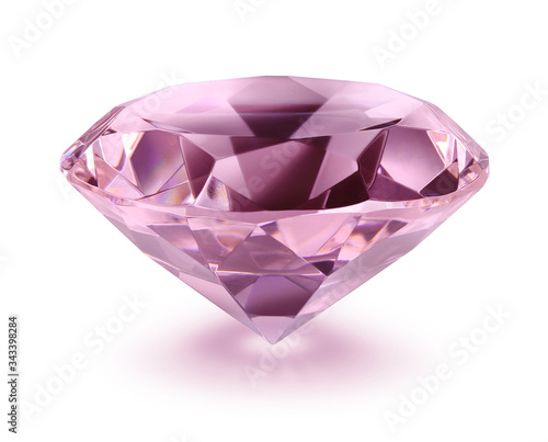 Pink diamond on white background isolated