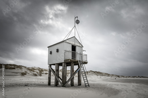 Emergency shelter on the beach of Terschelling, Netherlands photo