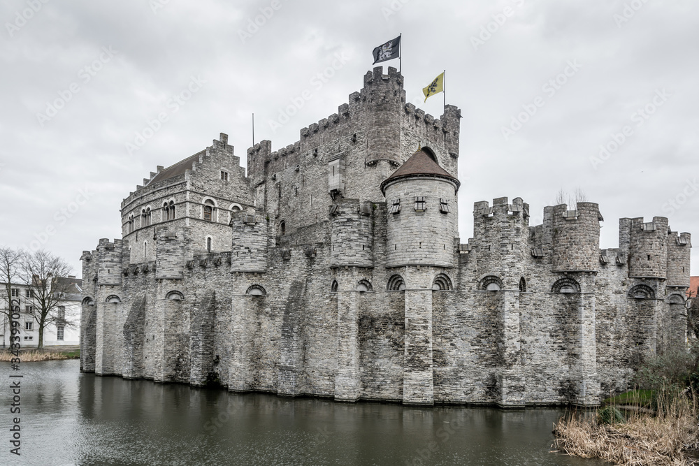 Medieval castle Gravensteen (Castle of the Counts) in Gent, Belgium. Present castle was built in 1180 by count Philip of Alsace.