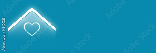 Simbolo della casa con cuore. Stai a casa. Banner. Vettoriale