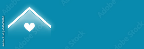 Simbolo della casa con cuore. Stai a casa. Banner. Vettoriale.