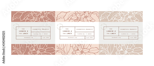 Vector set pattens for cosmetics with label template design. Patterns or wrapping paper for package and beauty salons. Jasmine flowers. Organic, natural cosmetic.