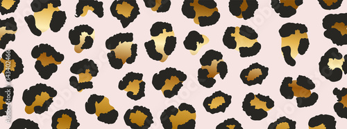 Luxury gold Leopard texture pattern design vector. Stylised Spotted Leopard Skin Background for Fabric, Print, Fashion, Wallpaper. Vector illustration. 
