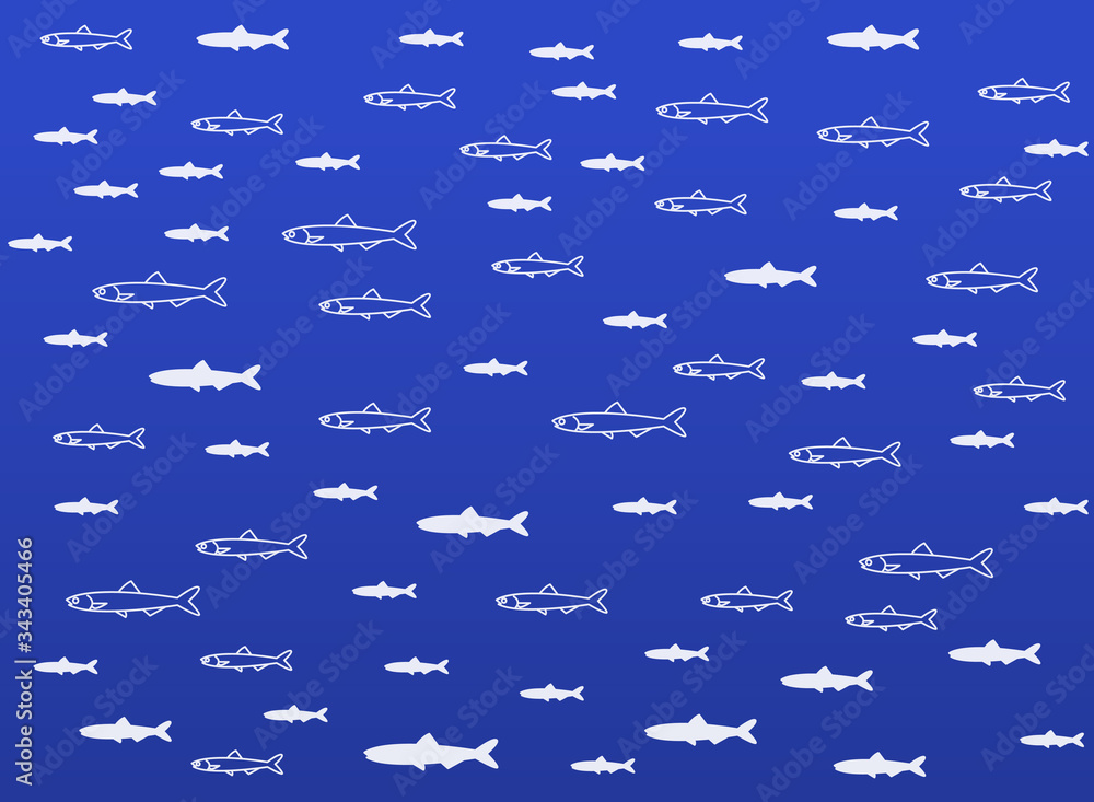 Fototapeta premium Fishes Pattern with Blue Background.