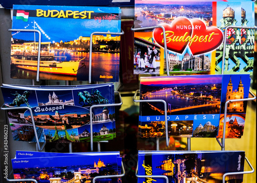 Postcards to be bought as a gift at Budapest Christmas Market. Hungary