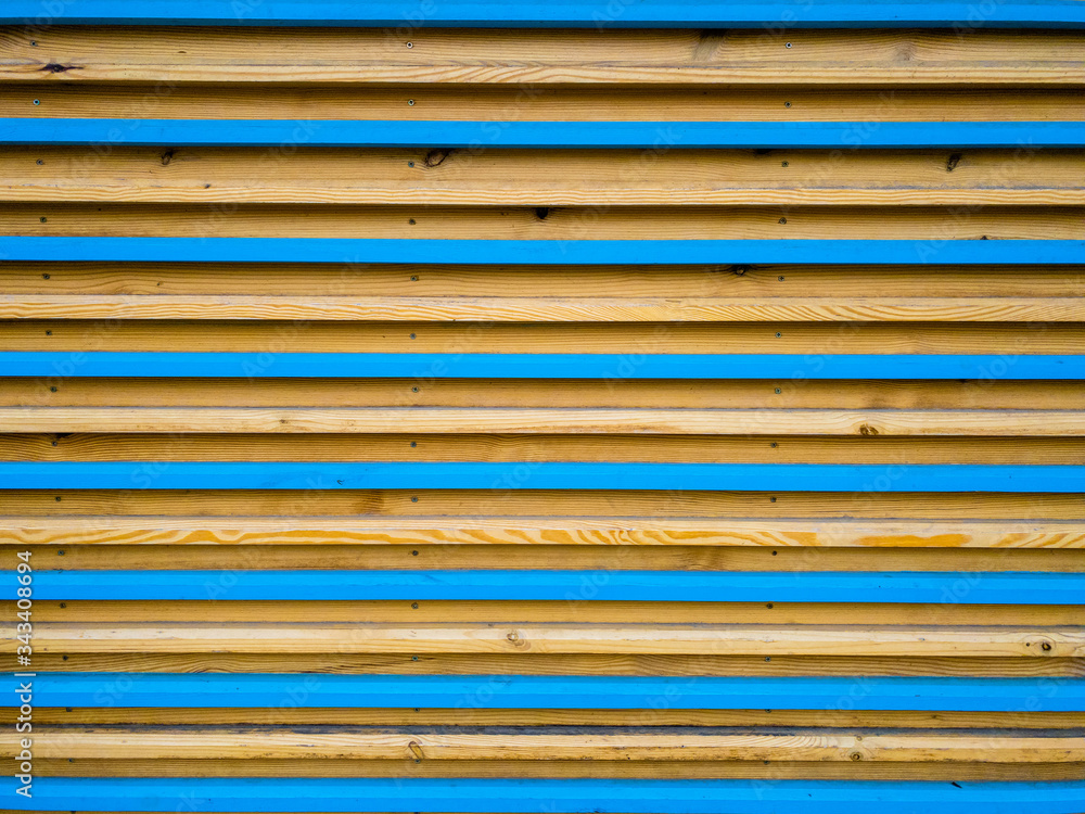 Fototapeta premium Brown and blue plank wall texture background, mobile photo