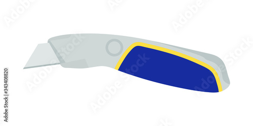 Stationery knife tool vector flat illustration