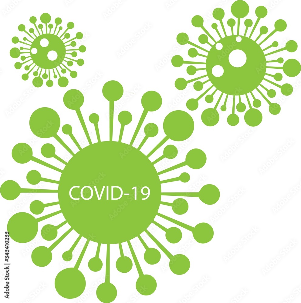 Vector image of the coronavirus microbe 2019 under the microscope on a white background, coming from Wuhan. Icon drawing microbes, bacteria pneumonia coronavirus. Stop coronavirus.